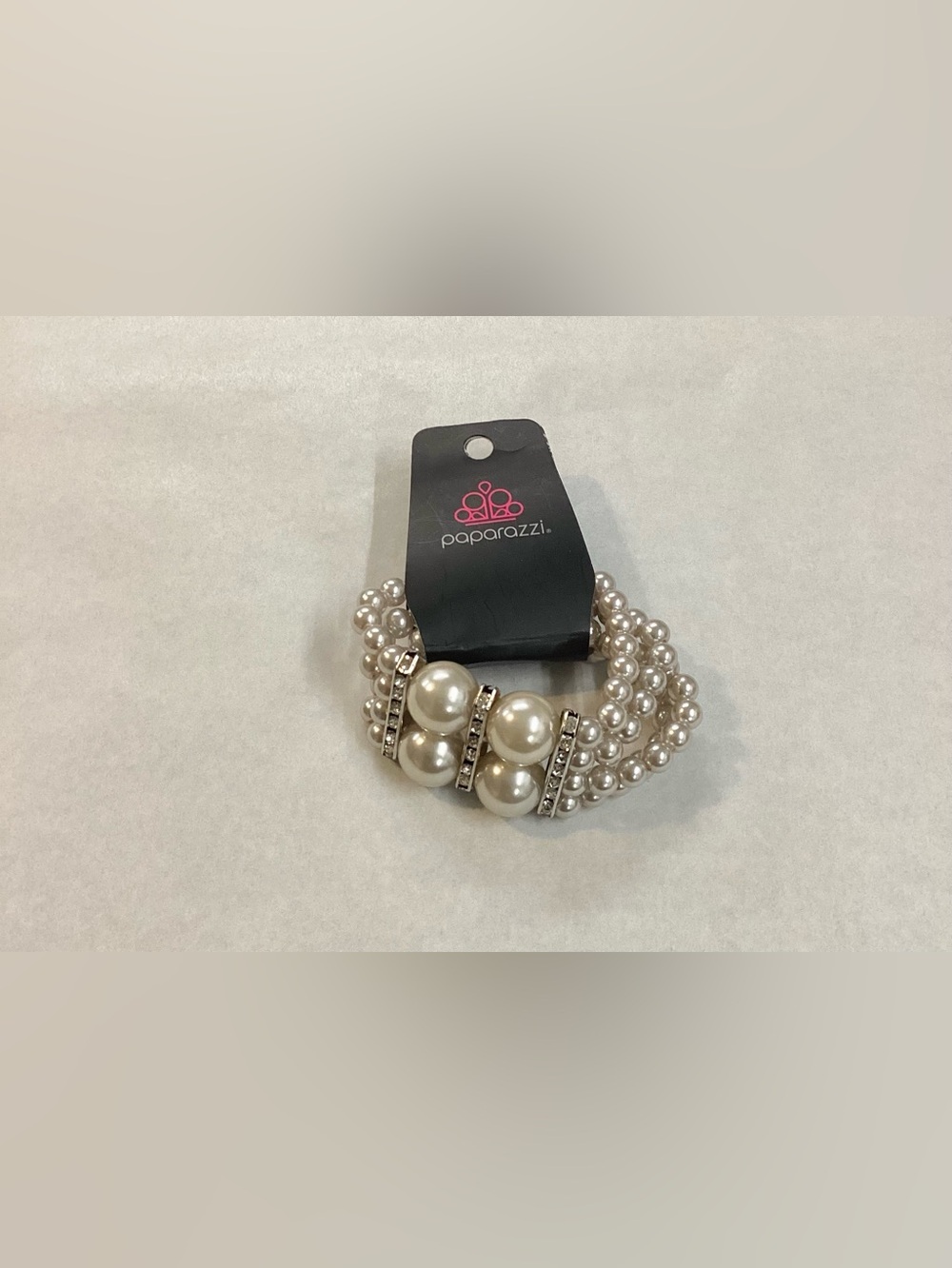Paparazzi Cream Pearl Multi-Strand Stretch Bracelet with Rhinestone Spacers 🐩
